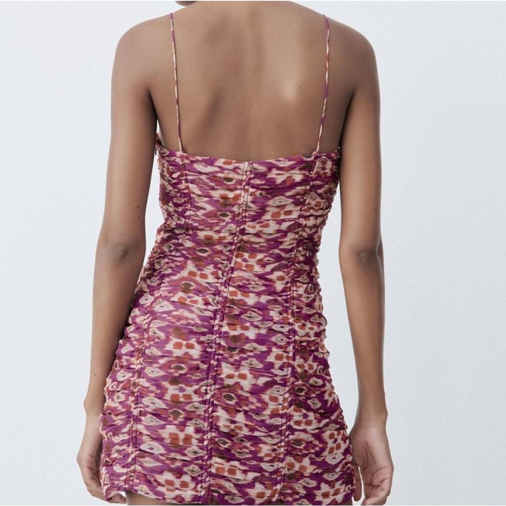 Zara printed dress with draping - Picture 2 of 4